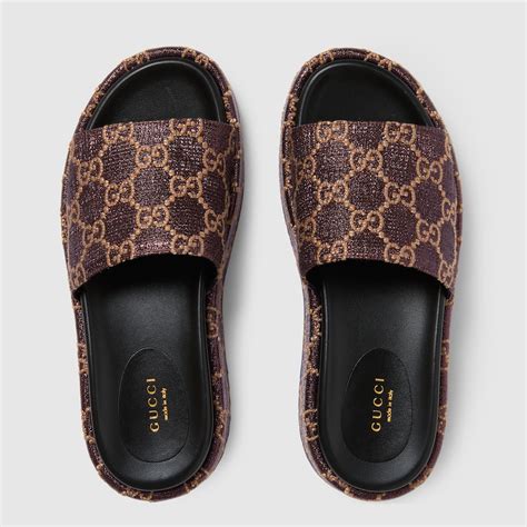 brown gucci slides|gucci slides women clearance.